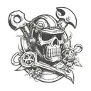 welding shield and crossed spud wrenches incorporated tattoo design idea