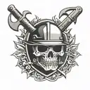 welding shield and crossed spud wrenches incorporated tattoo design idea