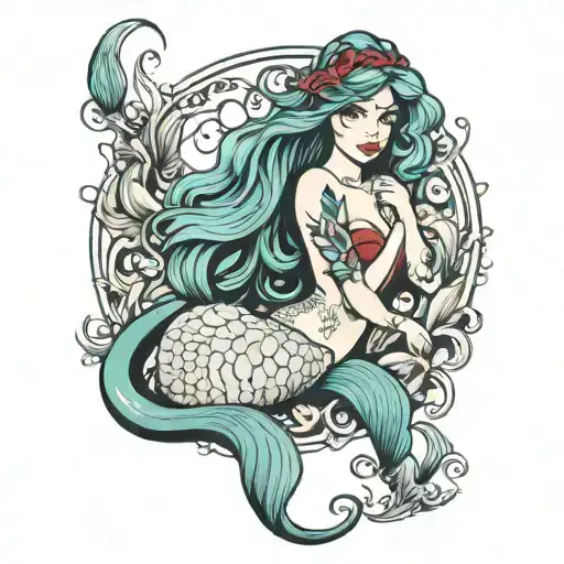 The little mermaid sitting tattoo design idea