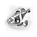 clownfish minimalistic tattoo design idea