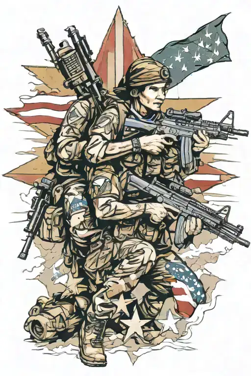 Patriotic American YPJ tattoo design idea
