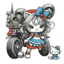 hellokitty with monsterhigh doll red white and blue tattoo design idea