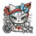 hellokitty with monsterhigh doll red white and blue tattoo design idea