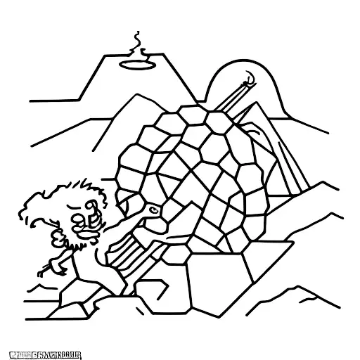 Sisyphus as a man pushing the boulder tattoo design idea