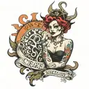 written crazy whore prostitute tattoo design idea
