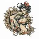 written crazy whore prostitute tattoo design idea