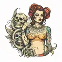 written crazy whore prostitute tattoo design idea
