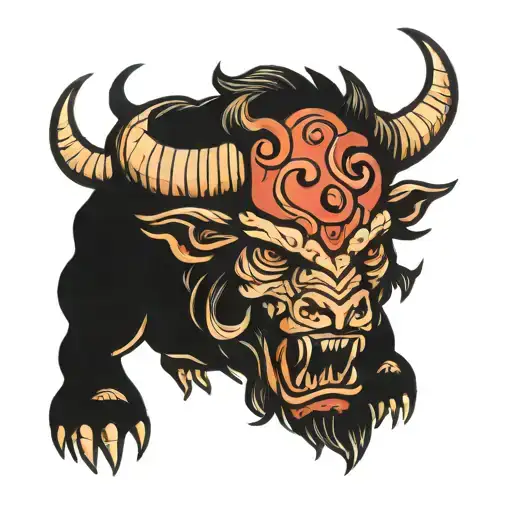 minotaur mythic theme tattoo design idea