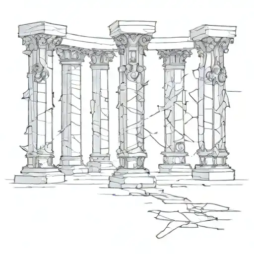 broken pillars tattoo design idea