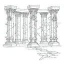 broken pillars tattoo design idea