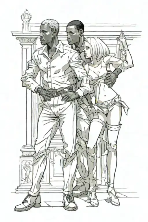 black male master and white blond female slaved tattoo design idea