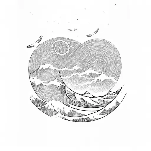 waves based on the cover of the odyssey tattoo design idea