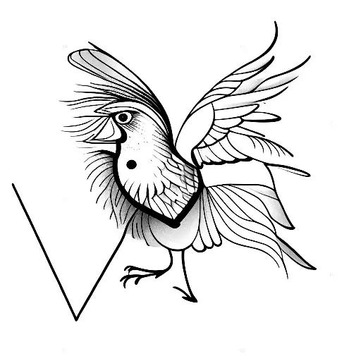 surrealist bird tattoo design idea