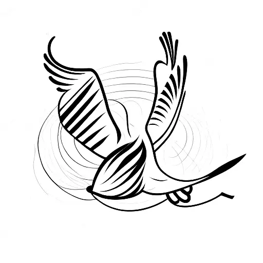surrealist bird taking flight tattoo design idea