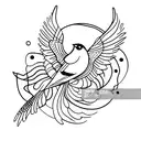 surrealist bird tattoo design idea