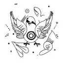 surrealist bird tattoo design idea