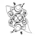 surrealist bird tattoo design idea