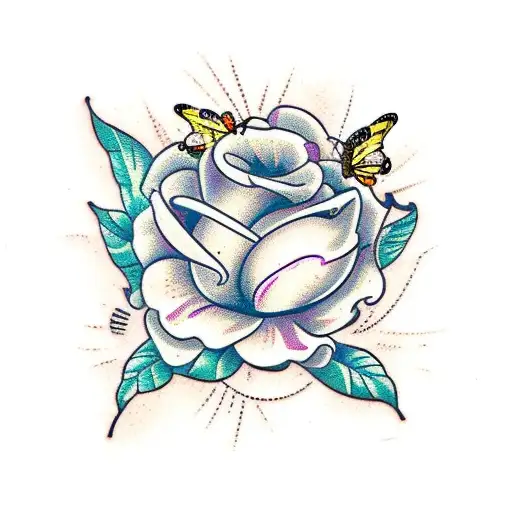 flowers with vines and butterflies  tattoo design idea