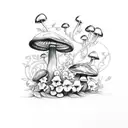 mushrooms with flowers vines and butterflies  tattoo design idea