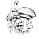 mushrooms with flowers vines and butterflies  tattoo design idea