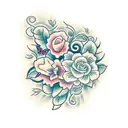 flowers with vines and butterflies  tattoo design idea