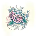flowers with vines and butterflies  tattoo design idea