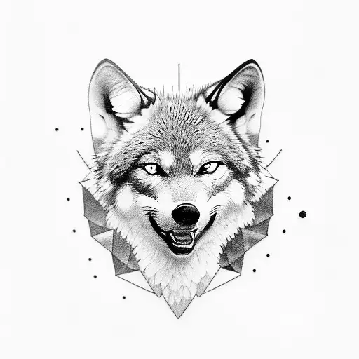 A diving-themed tattoo featuring a wolf pack and procurement manager elements in dotwork style tattoo design idea