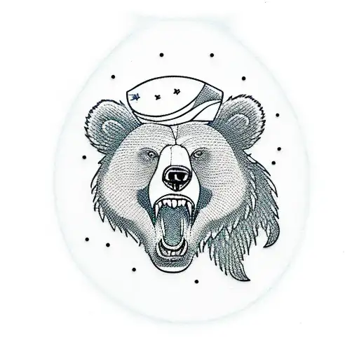 roaring bear that transitions into a forest tattoo design idea