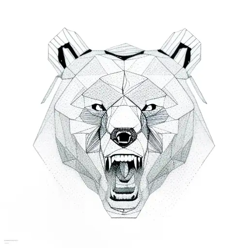 roaring bear that transitions into a forest tattoo design idea