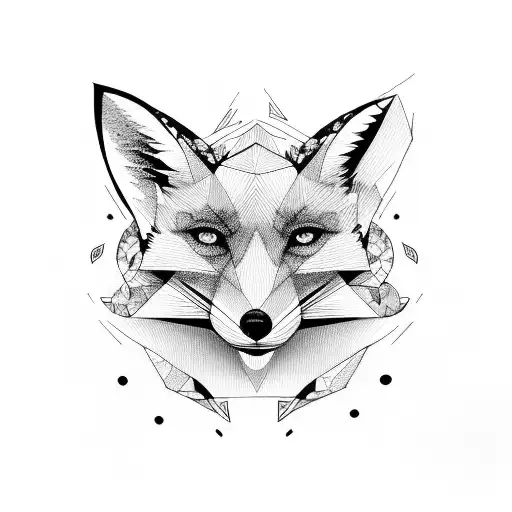 fox head side eye monochrome  tattoo design idea