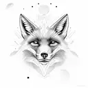 fox head side eye monochrome  tattoo design idea