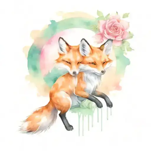 Hypnosis and foxes playing tattoo design idea