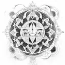 Buddhist space geometry tattoo design idea