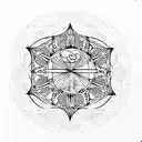 Buddhist space geometry tattoo design idea