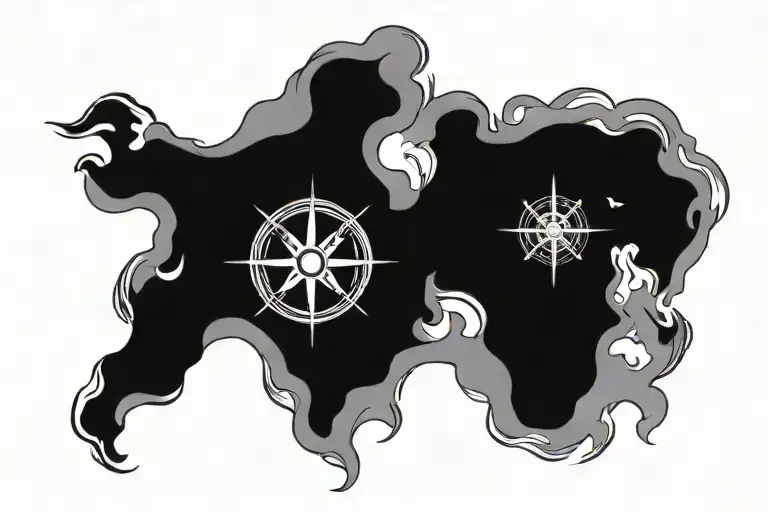 ship, compass, waves tattoo design idea