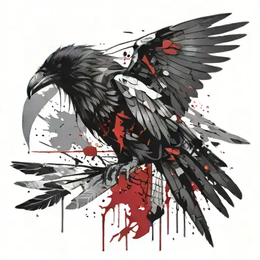 raven with outstretched wings tattoo design idea