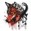 angry bloody wolf standing tattoo design idea