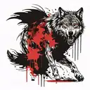 angry bloody wolf standing tattoo design idea