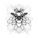 A geometric design featuring various types of flowers and a bumblebee tattoo design idea