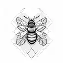 A geometric design featuring various types of flowers and a bumblebee tattoo design idea