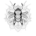 A geometric design featuring various types of flowers and a bumblebee tattoo design idea