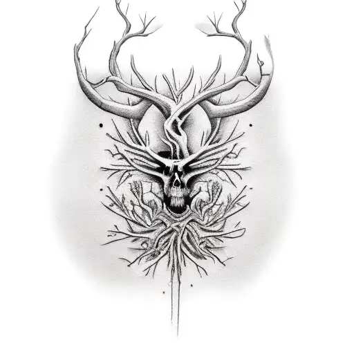 dead trees tattoo design idea