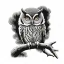 owl sitting on a branch tattoo design idea