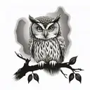 owl sitting on a branch tattoo design idea