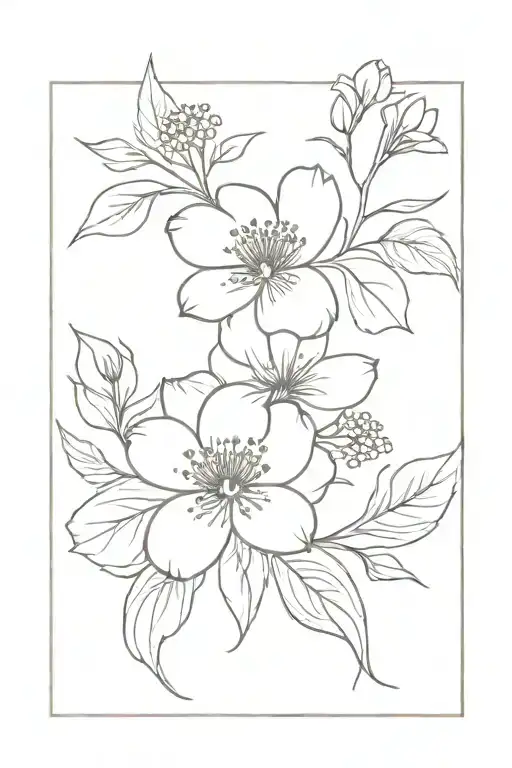 march birth flower and July November birth flower intertwined tattoo design idea