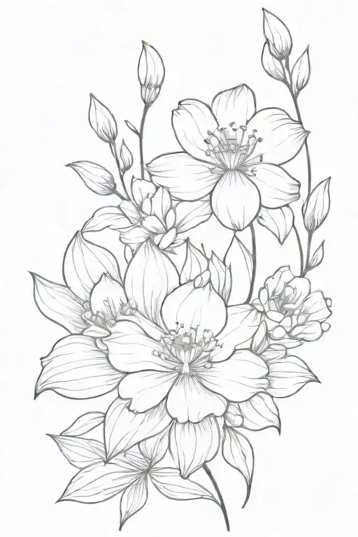 November birth flower and July birth flower tattoo design idea