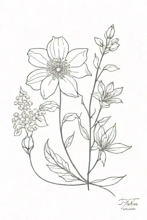 November birth flower and July November birth flower tattoo design idea