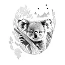Koala and fox on a mountain tattoo design idea