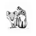 Koala and fox on a mountain tattoo design idea