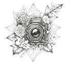 An intricate mandala design incorporating camera lenses and nature elements tattoo design idea